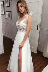 Beautiful Lace A-line Spaghetti Straps Wedding Dresses, Bridal Gown